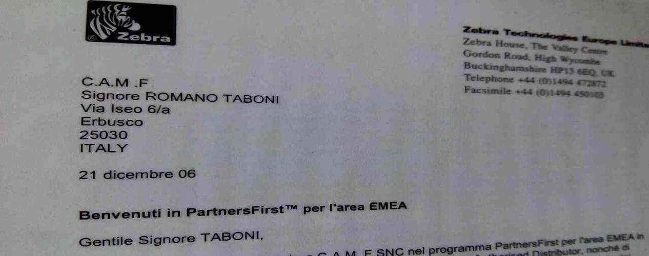 Logo stampanti Zebra CAMF certificato partner dal 2006 Brescia e provincia