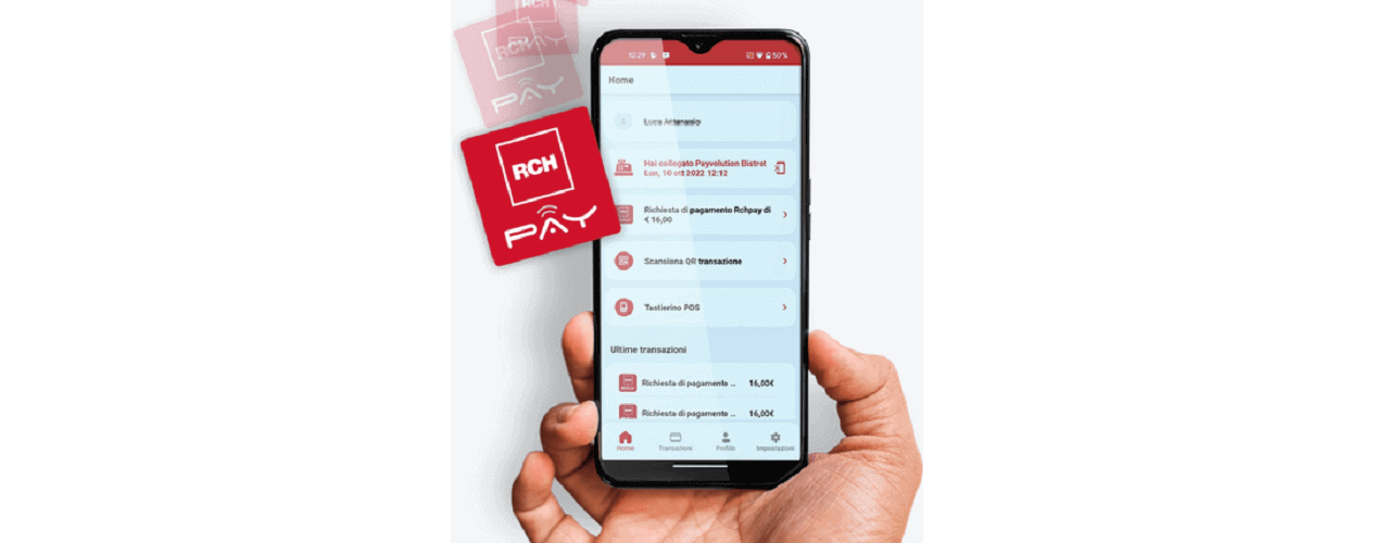 RCH Pay terminale palmare per pagamenti digitali contactless, CAMF vendita e assistenza a Brescia