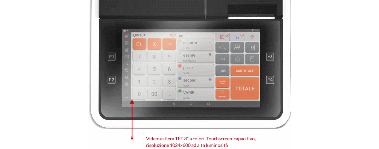 Registratore di cassa telematico touchscreen RCH Walle 8T CAMF installazione vendita assistenza Brescia